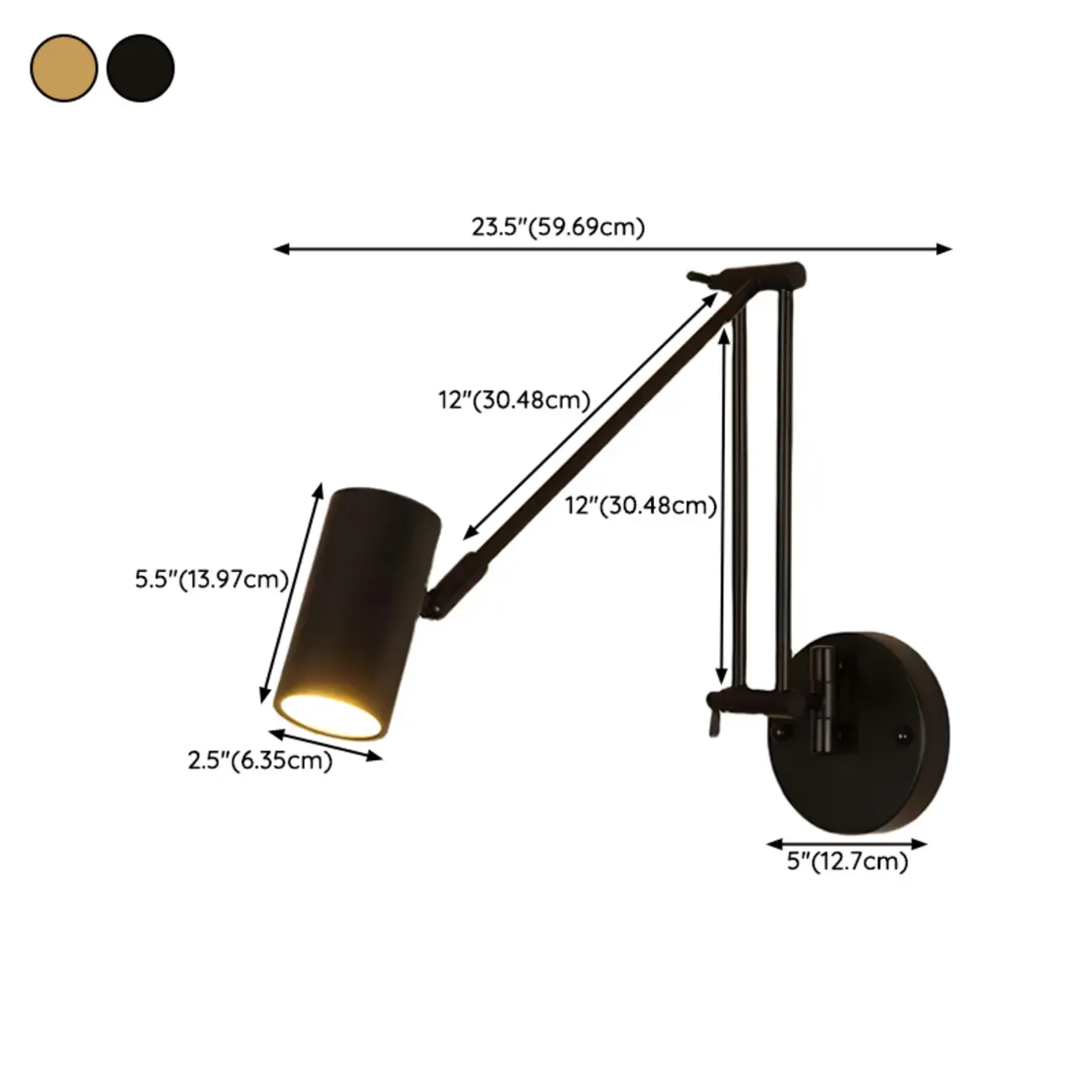 Vintage Adjustable Swing Arm Wall Light for Reading Nook #size