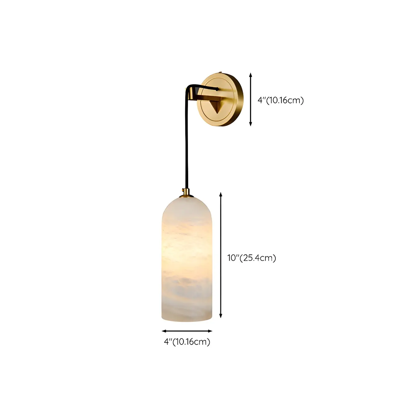Modern Suspended Cylinder Stone Wall Sconce LED for Bedroom #size