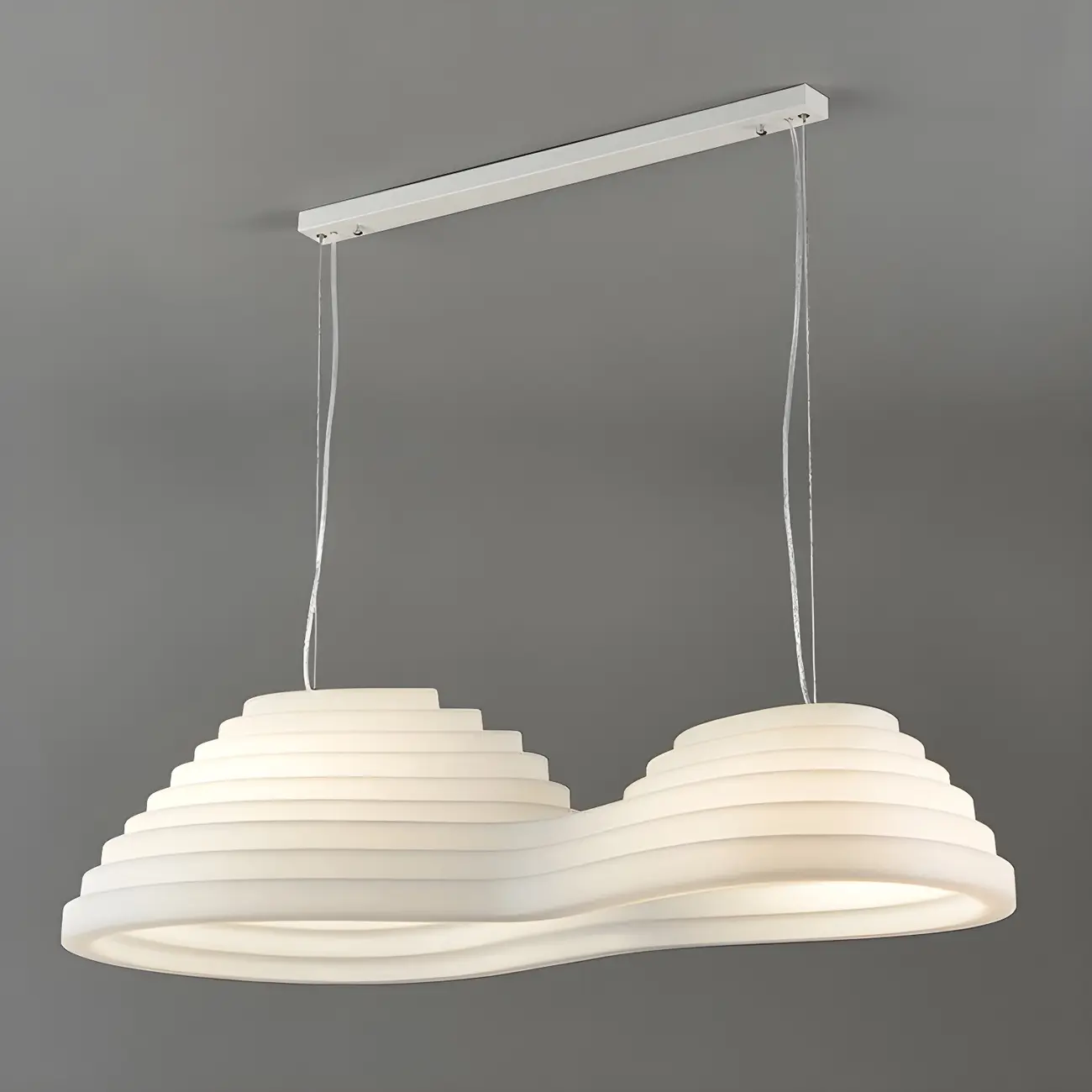 Geometric Large White 2-Light Island Pendant Light Image - 7 | homeyfad