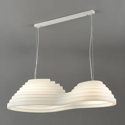 Geometric Large White 2-Light Island Pendant Light Image - 7