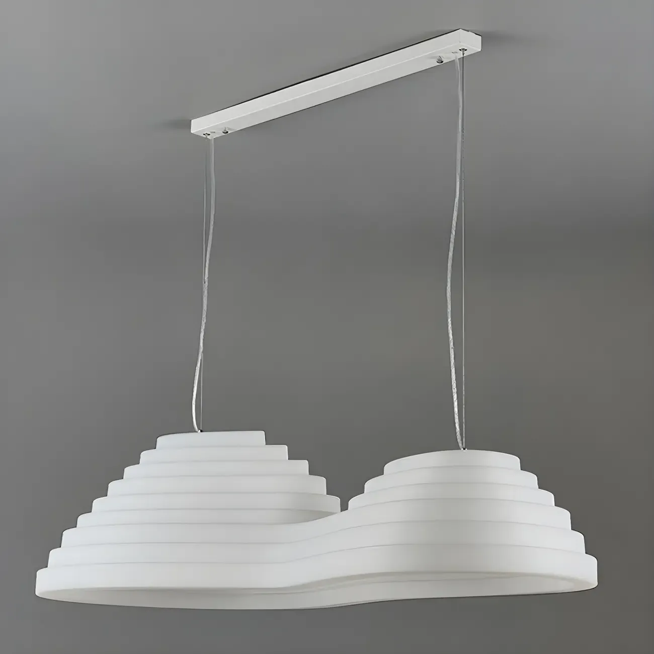 Geometric Large White 2-Light Island Pendant Light Image - 8
