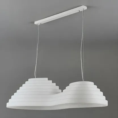 Geometric Large White 2-Light Island Pendant Light Image - 8