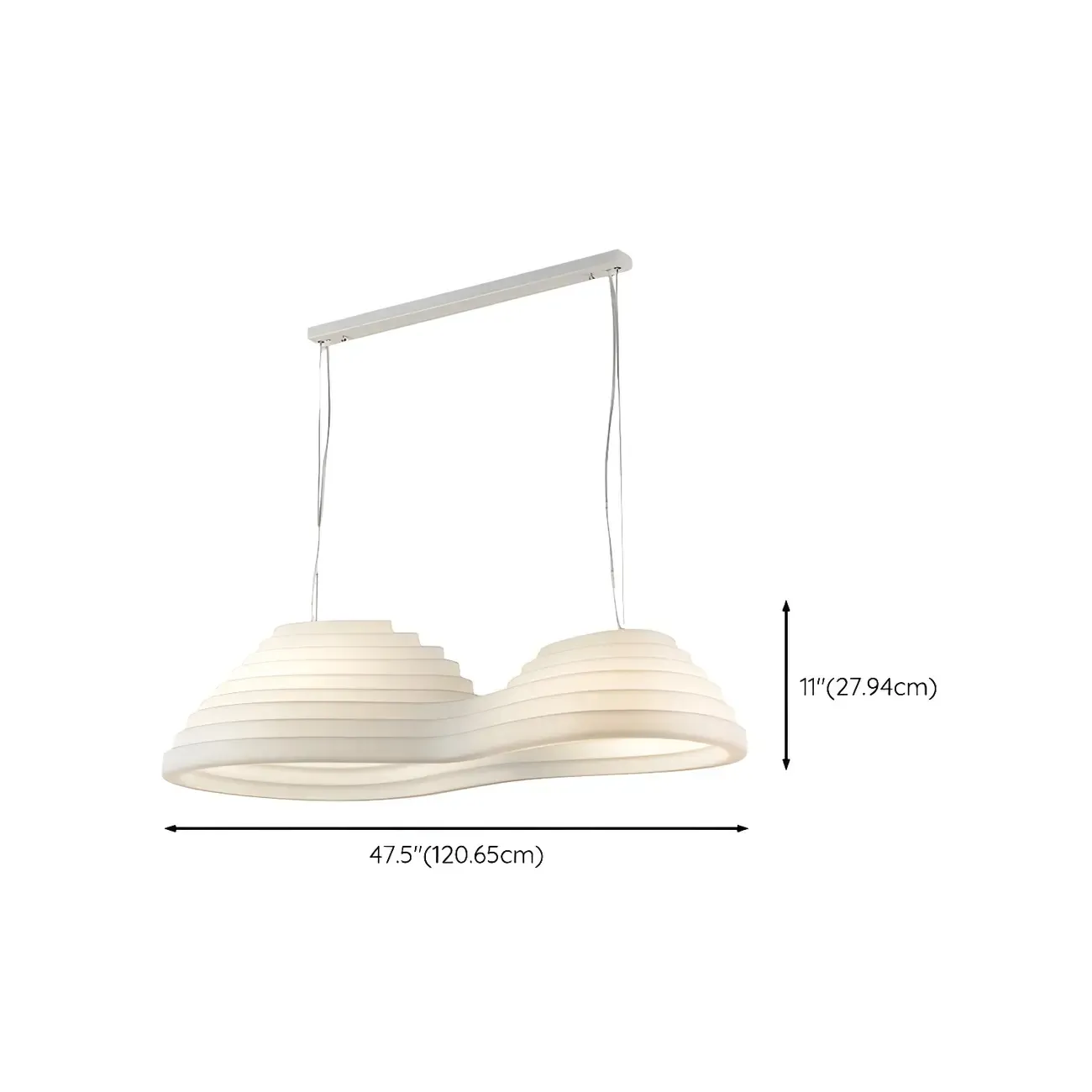 Geometric Large White 2-Light Island Pendant Light #size