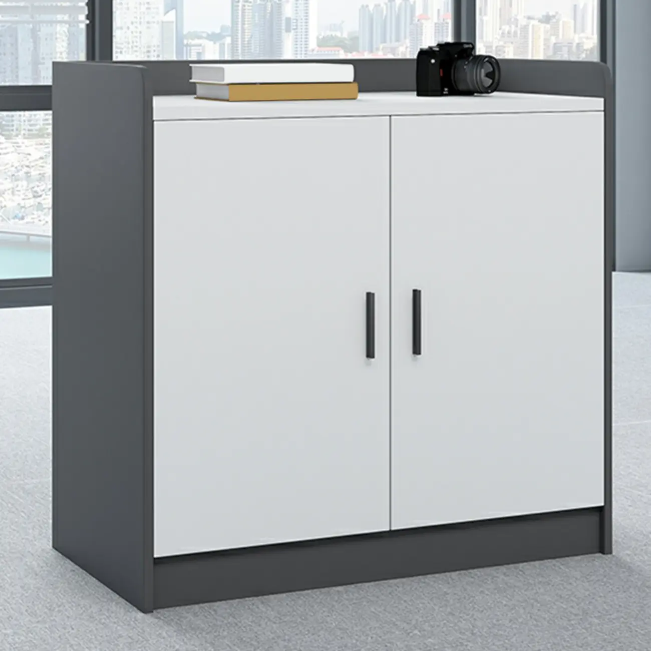 Stylish White Wooden Lateral Filing Cabinets with Shelves Image - 3 | homeyfad