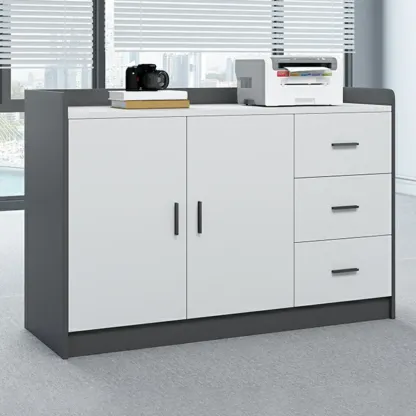 Stylish White Wooden Lateral Filing Cabinets with Shelves Image - 1