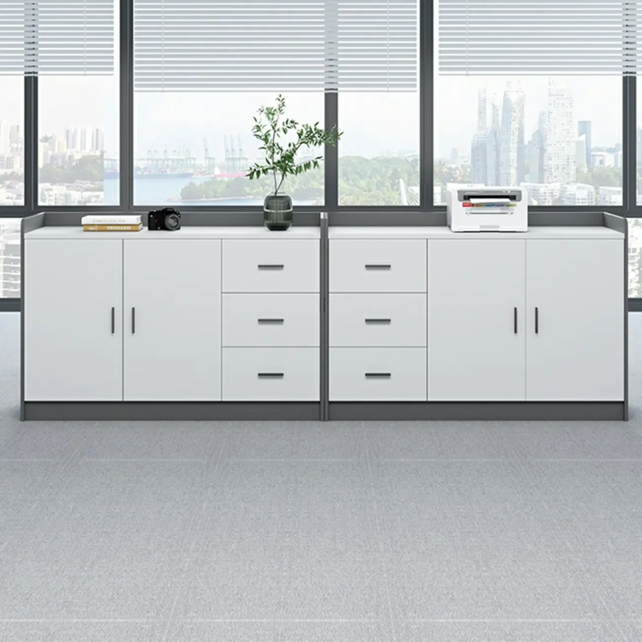 Stylish White Wooden Lateral Filing Cabinets with Shelves Image - 4 | homeyfad