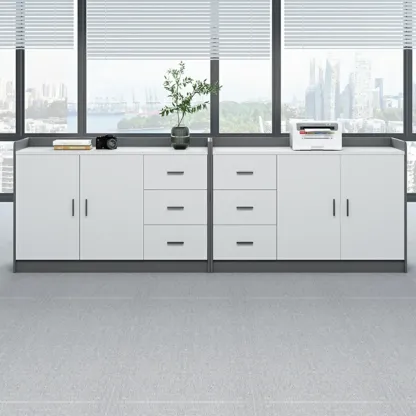 Stylish White Wooden Lateral Filing Cabinets with Shelves Image - 4