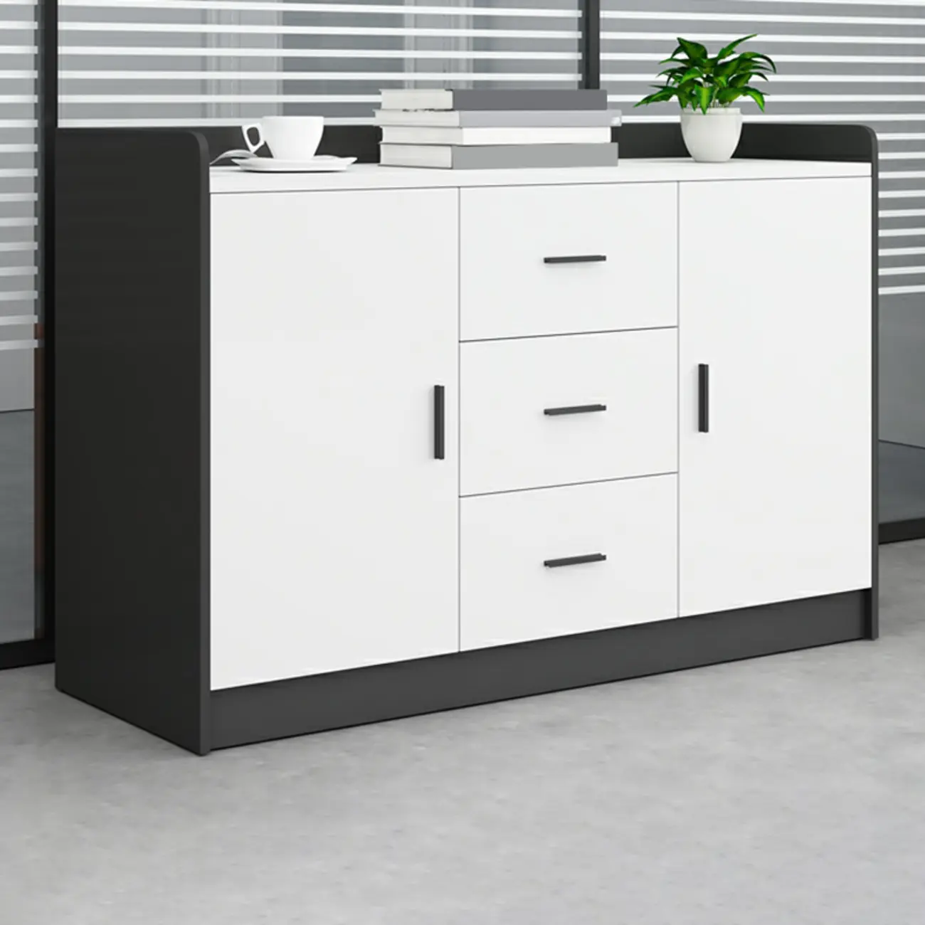Stylish White Wooden Lateral Filing Cabinets with Shelves Image - 5 | homeyfad