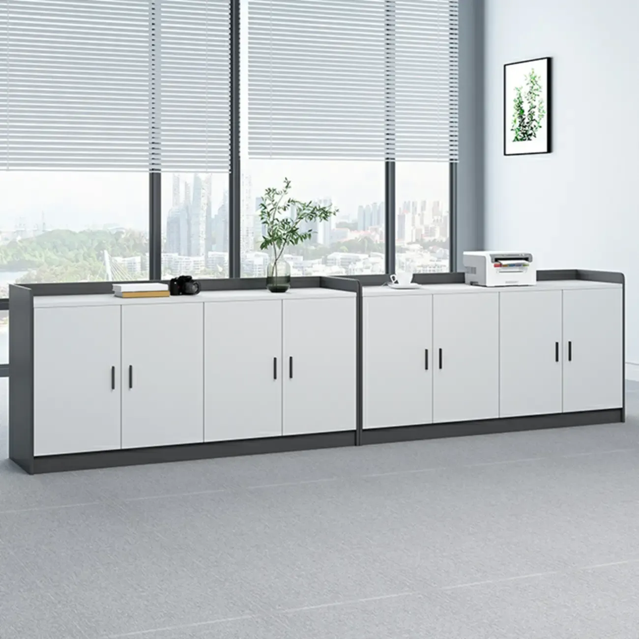 Stylish White Wooden Lateral Filing Cabinets with Shelves Image - 6