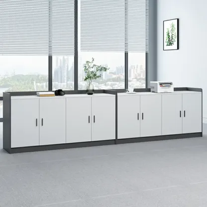 Stylish White Wooden Lateral Filing Cabinets with Shelves Image - 6