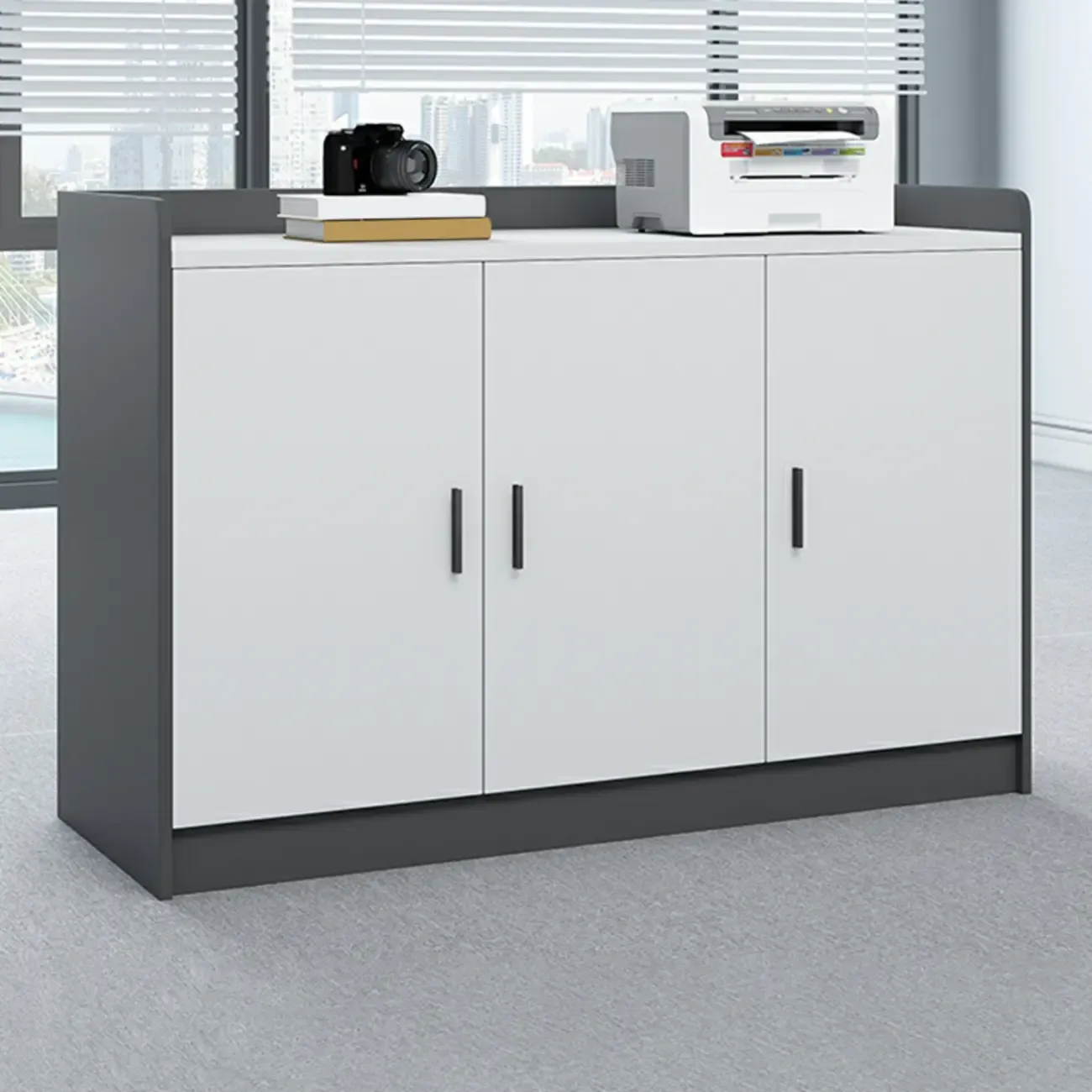 Stylish White Wooden Lateral Filing Cabinets with Shelves Image - 7