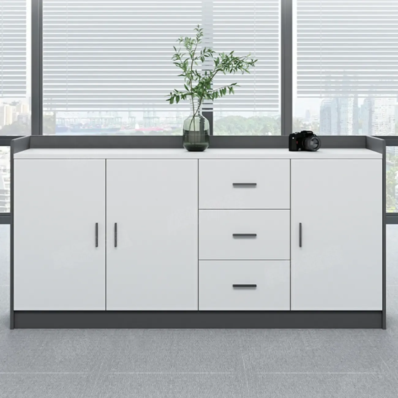 Stylish White Wooden Lateral Filing Cabinets with Shelves Image - 8