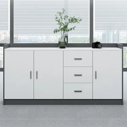 Stylish White Wooden Lateral Filing Cabinets with Shelves Image - 8