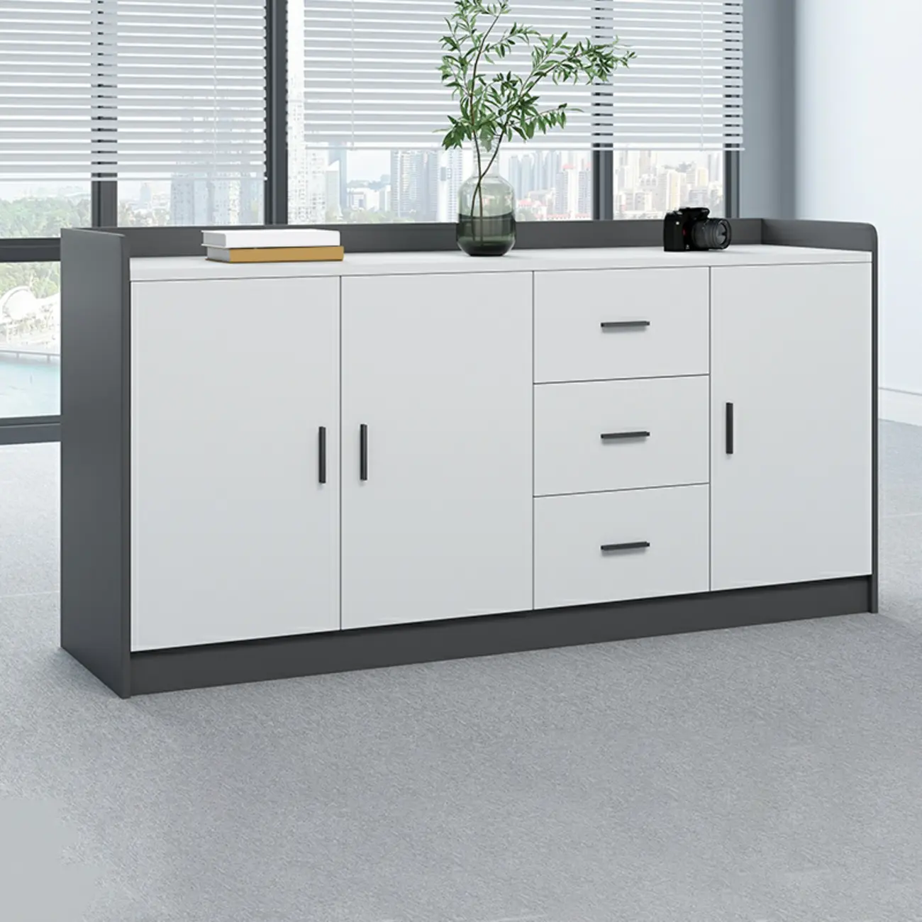 Stylish White Wooden Lateral Filing Cabinets with Shelves Image - 9 | homeyfad