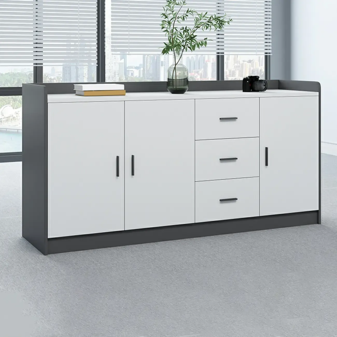 Stylish White Wooden Lateral Filing Cabinets with Shelves Image - 9