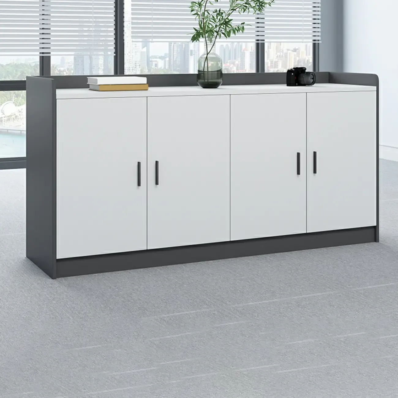Stylish White Wooden Lateral Filing Cabinets with Shelves Image - 11