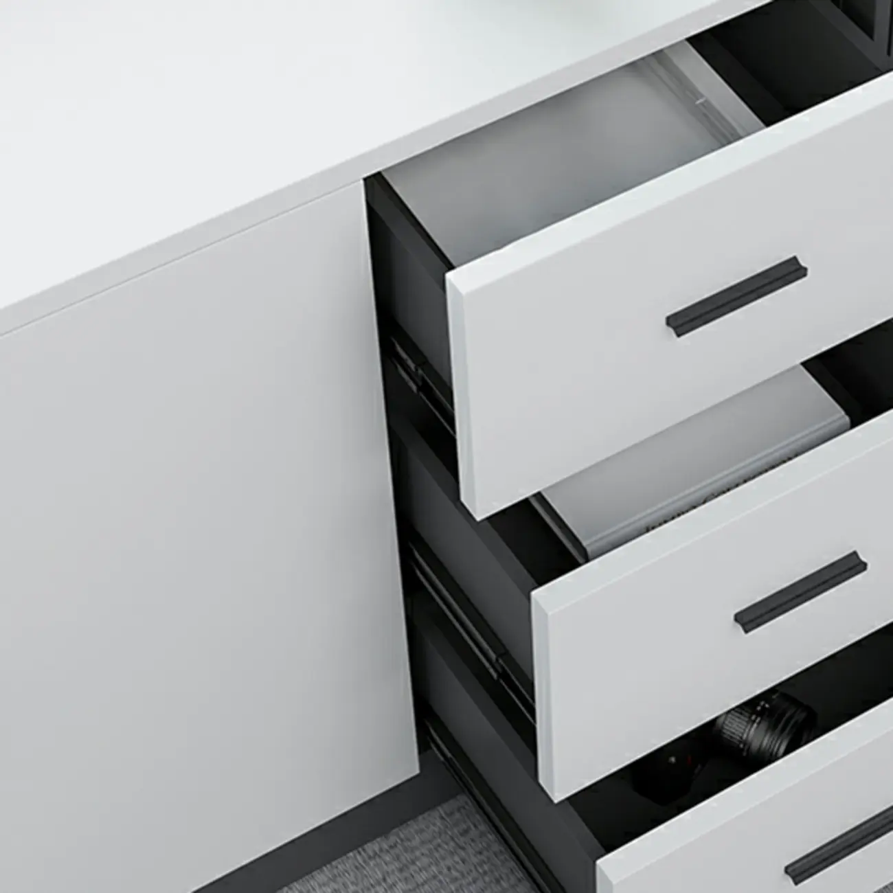 Stylish White Wooden Lateral Filing Cabinets with Shelves Image - 12 | homeyfad