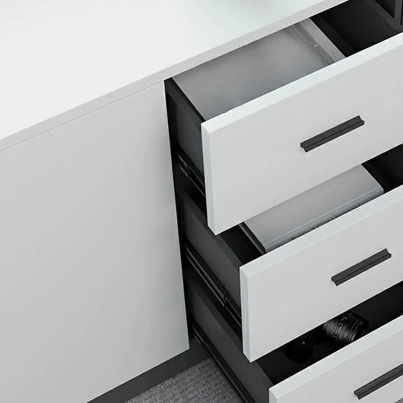 Stylish White Wooden Lateral Filing Cabinets with Shelves Image - 12
