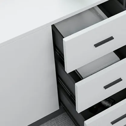 Stylish White Wooden Lateral Filing Cabinets with Shelves Image - 12