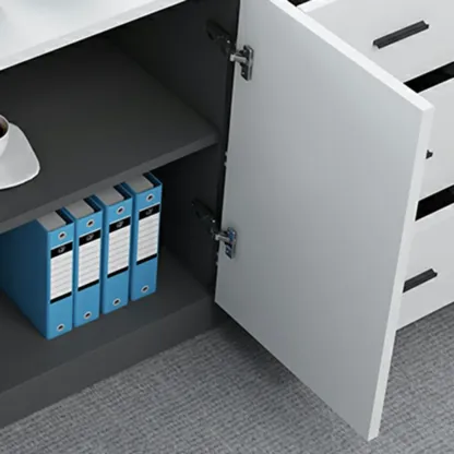 Stylish White Wooden Lateral Filing Cabinets with Shelves Image - 14