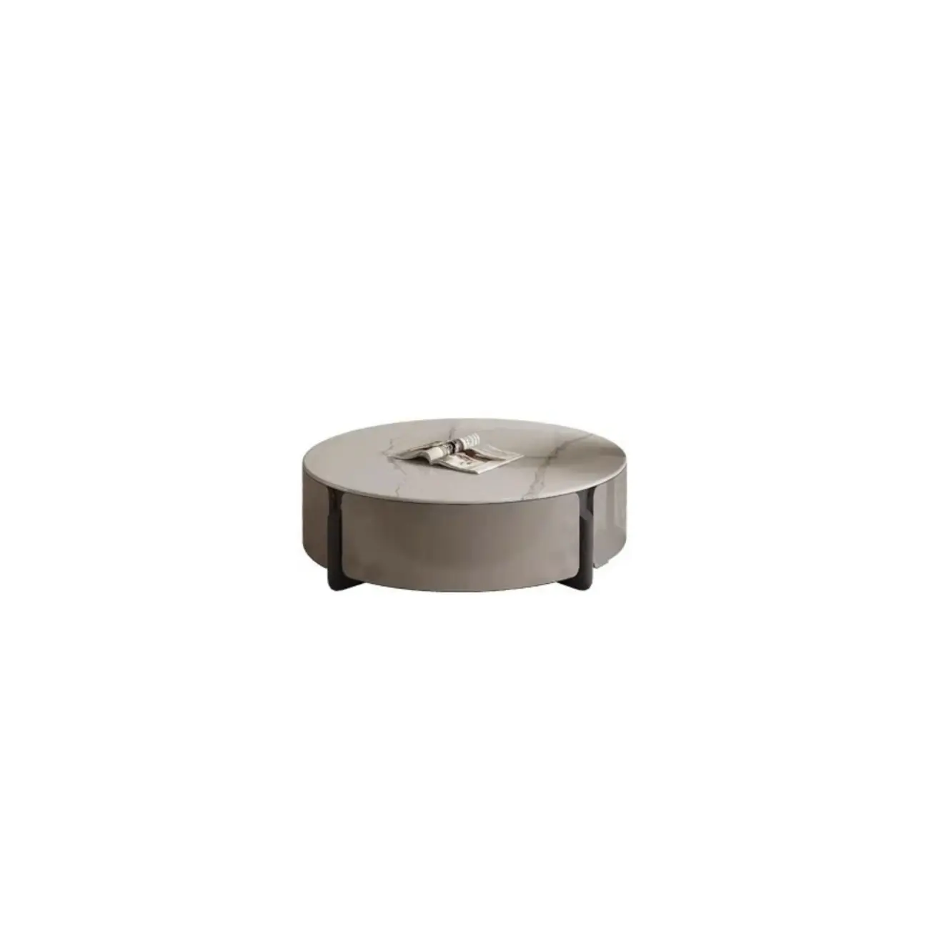 White Round Contemporary Drawer Round Wood Coffee Table Image - 6 | homeyfad