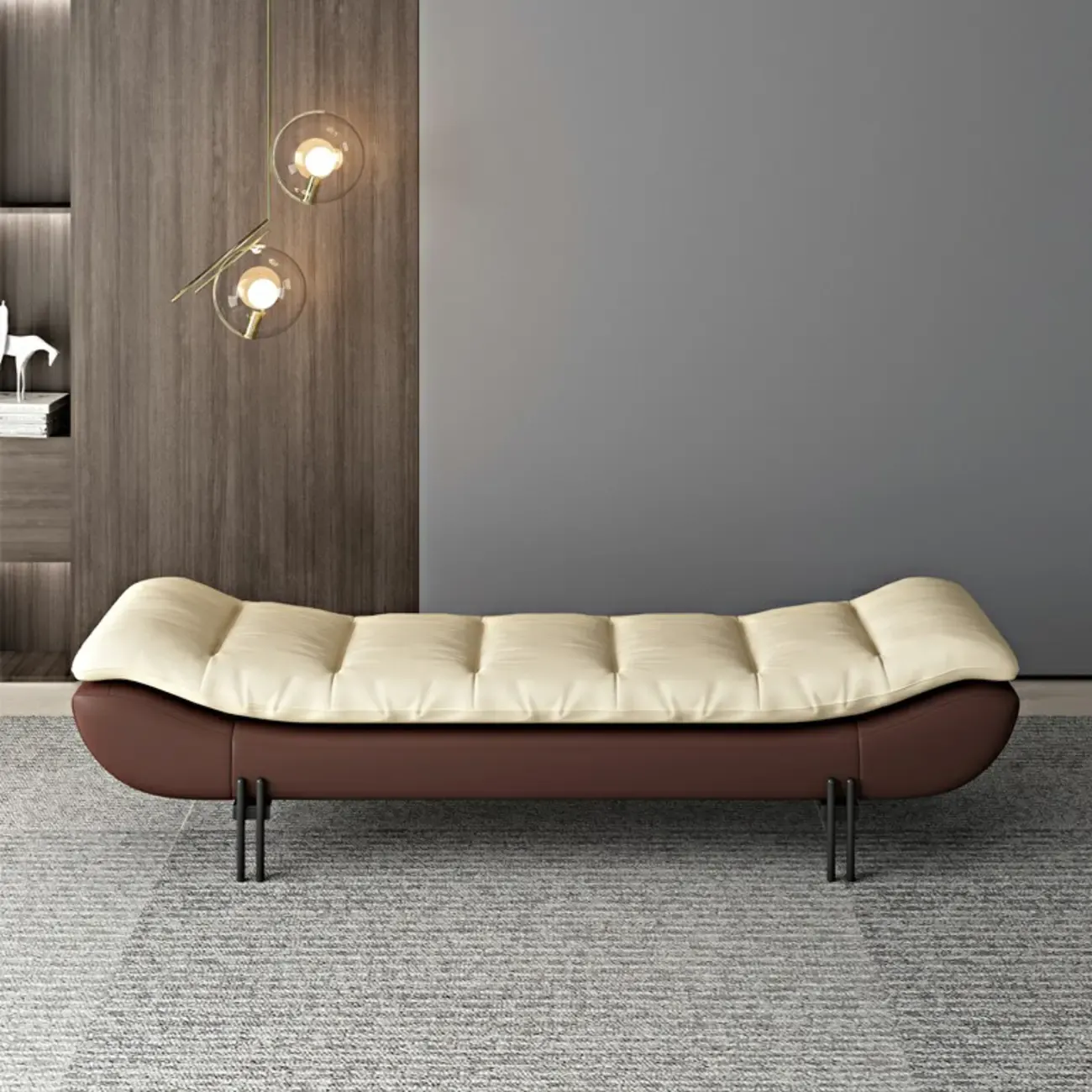 Modern Upholstered Orange Armless Bedroom Benches Image - 7