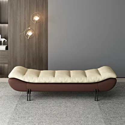 Modern Upholstered Orange Armless Bedroom Benches Image - 7