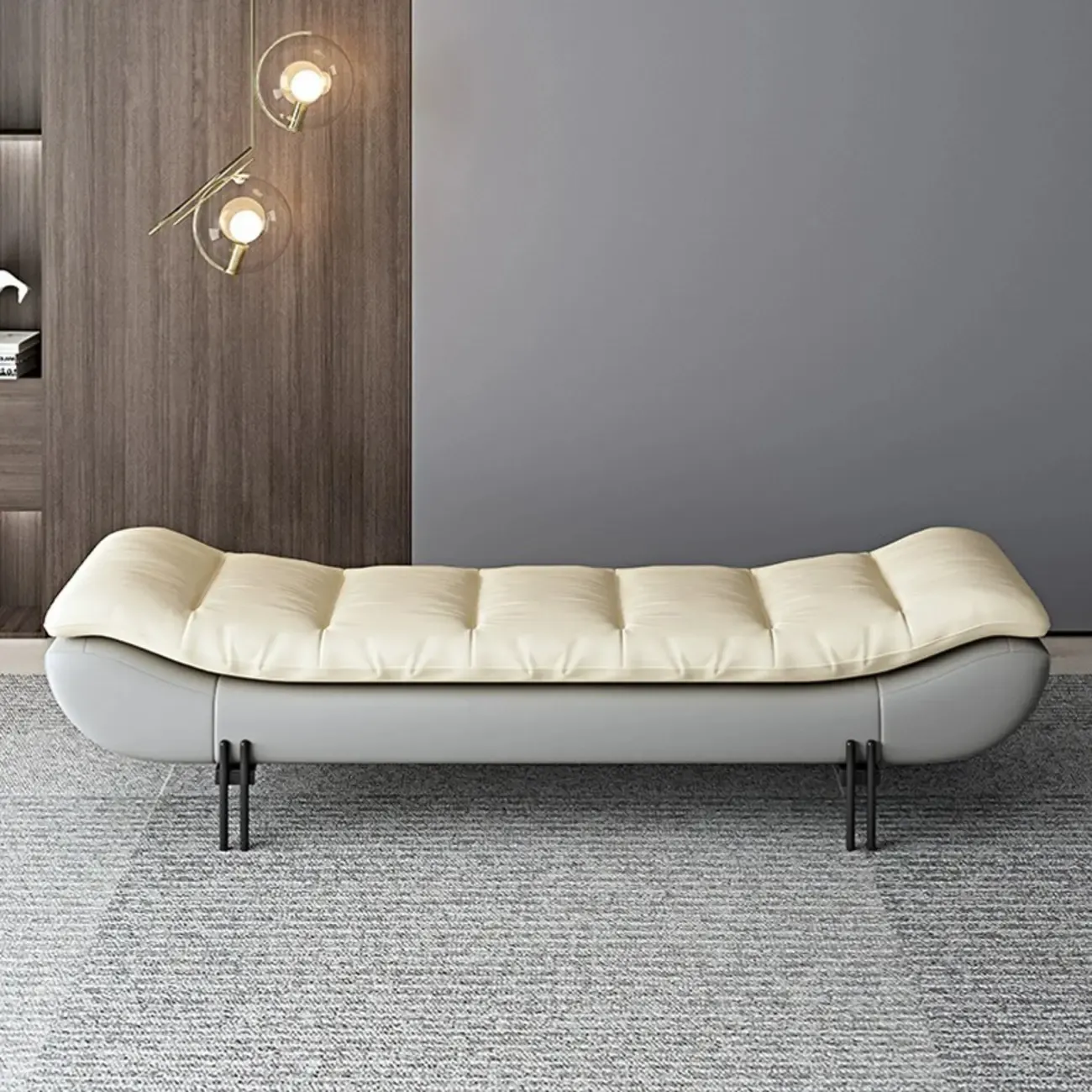 Modern Upholstered Orange Bedroom Armless Benches | HomeyFad