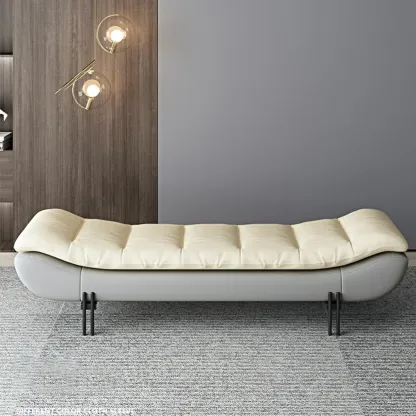 Modern Upholstered Orange Armless Bedroom Benches Image - 13