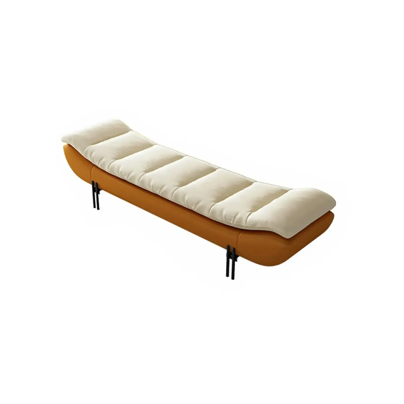 Modern Upholstered Orange Armless Bedroom Benches Image - 14