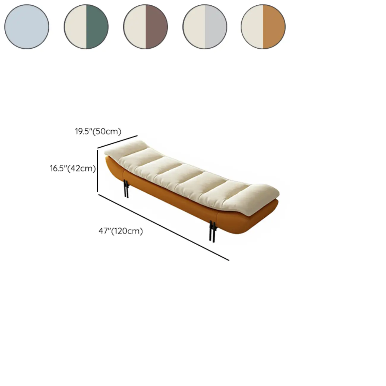 Modern Upholstered Orange Armless Bedroom Benches #size | homeyfad