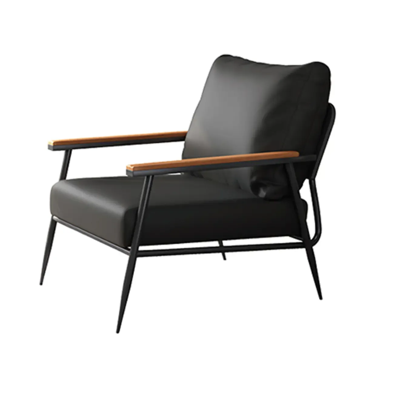 Elegant Fabric Accent Chair with Wooden Arms for Living Room Image - 4