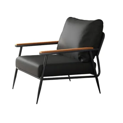 Elegant Fabric Accent Chair with Wooden Arms for Living Room Image - 4