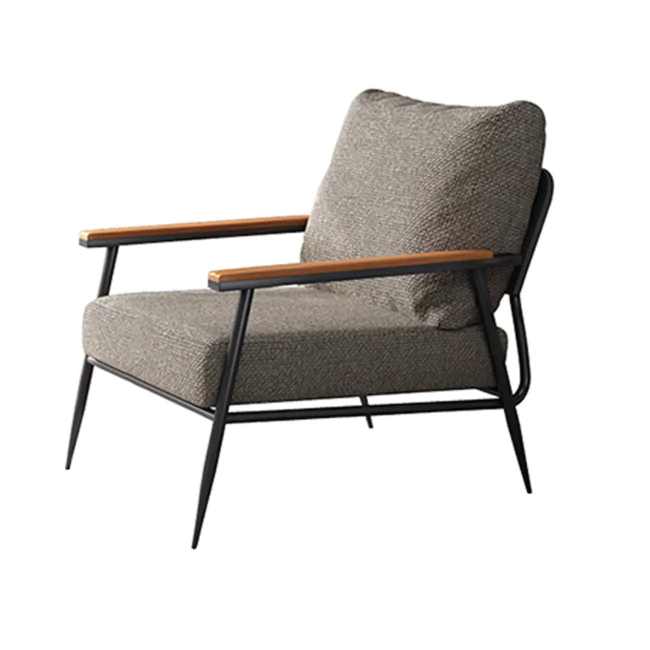 Elegant Fabric Accent Chair with Wooden Arms for Living Room Image - 6 | homeyfad