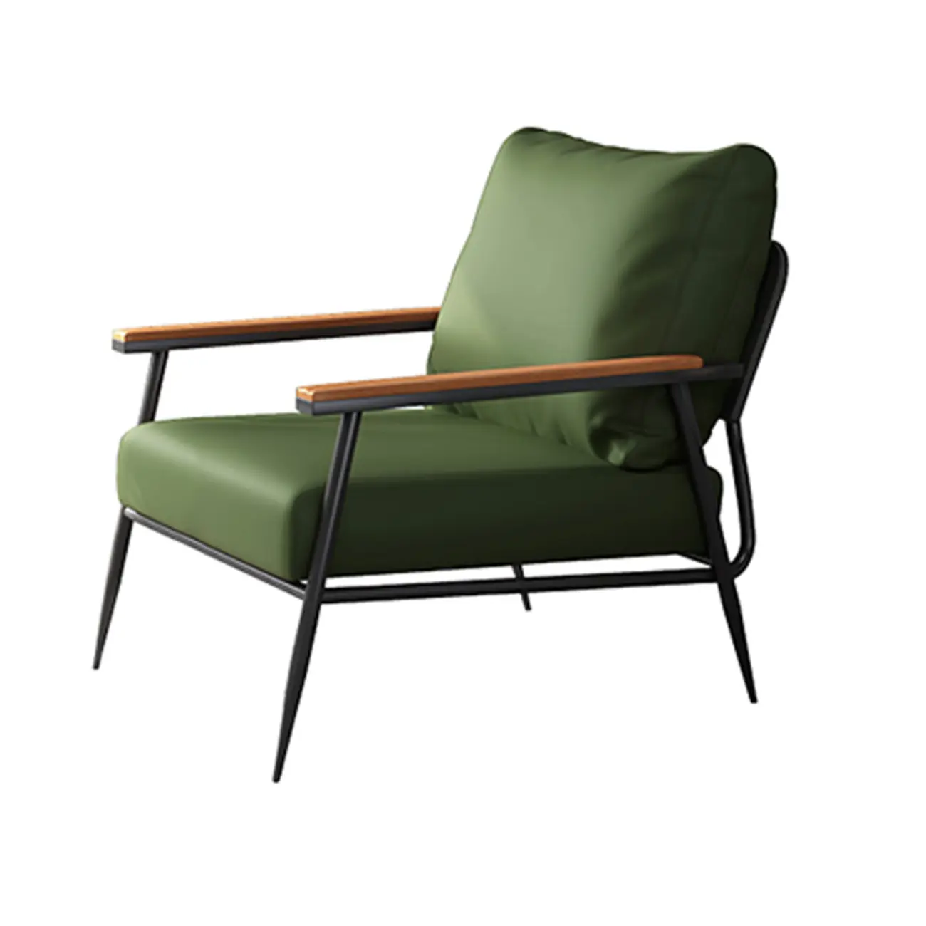 Elegant Fabric Accent Chair with Wooden Arms for Living Room Image - 7 | homeyfad