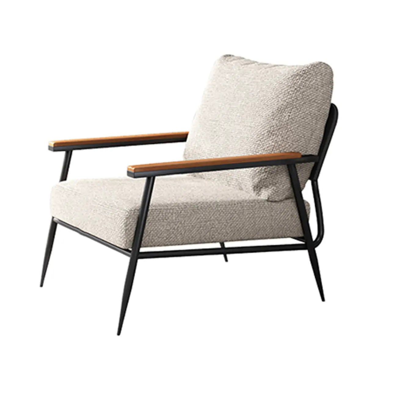 Elegant Fabric Accent Chair with Wooden Arms for Living Room Image - 9 | homeyfad