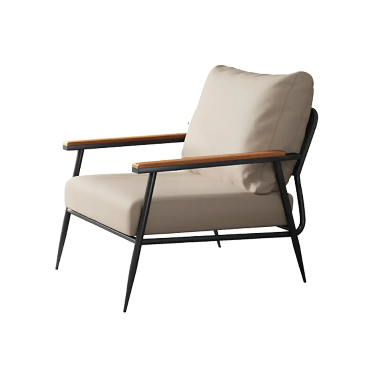 Elegant Fabric Accent Chair with Wooden Arms for Living Room Image - 10