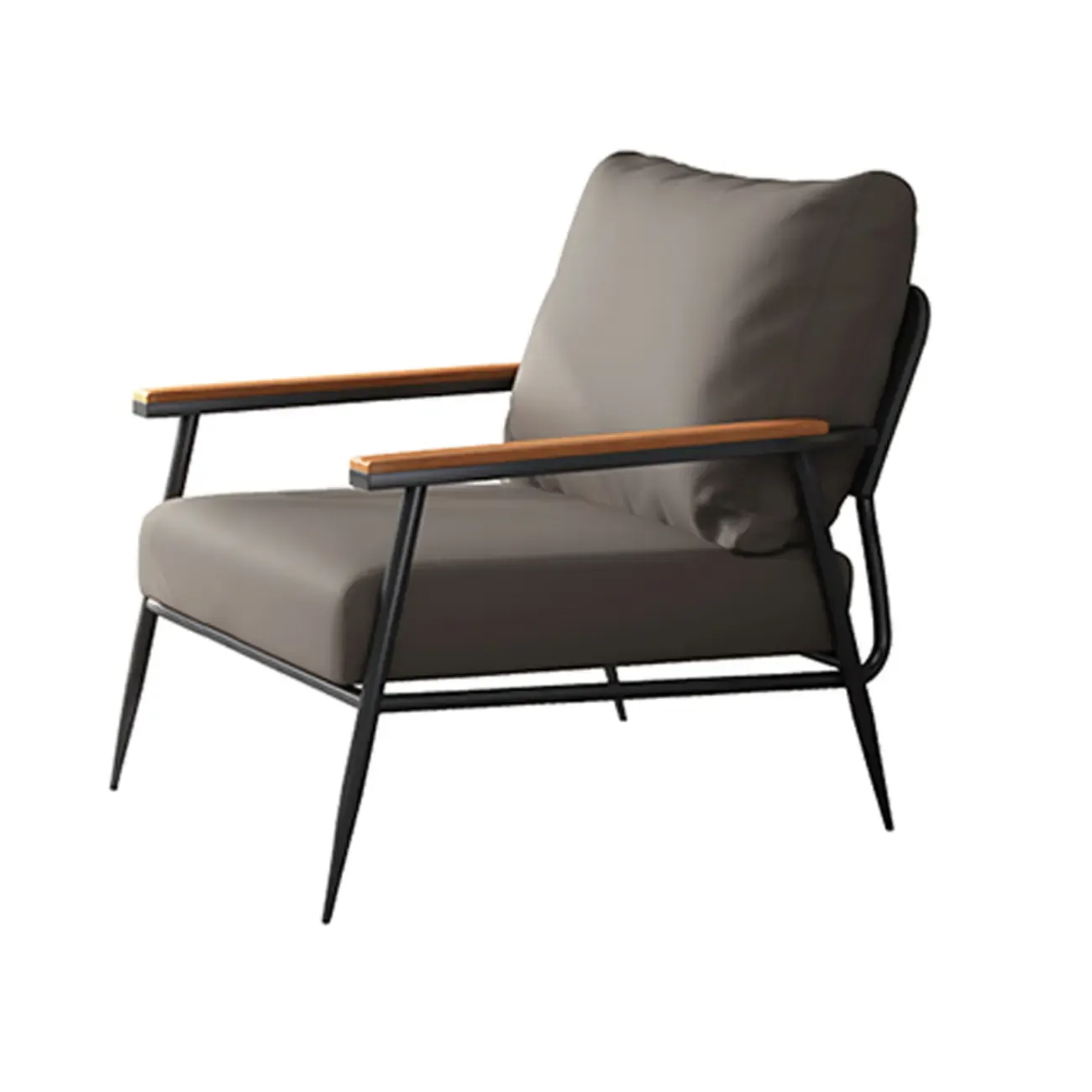 Elegant Fabric Accent Chair with Wooden Arms for Living Room Image - 11