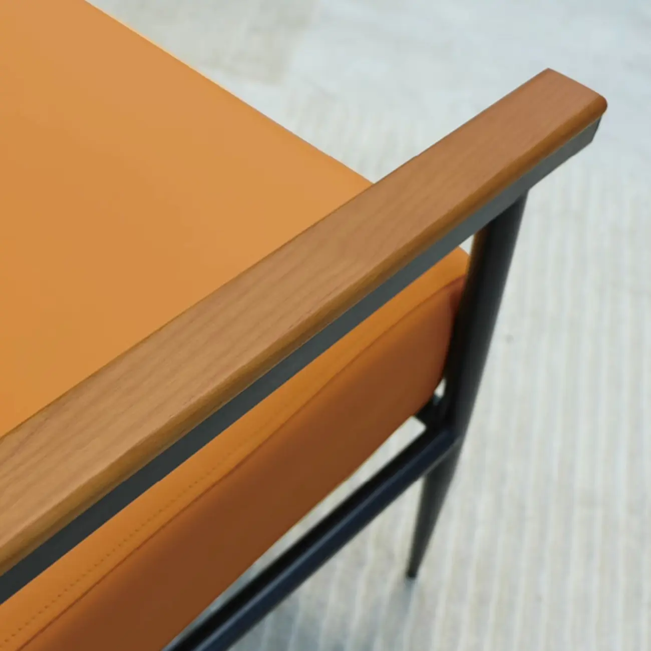 Elegant Fabric Accent Chair with Wooden Arms for Living Room Image - 13 | homeyfad