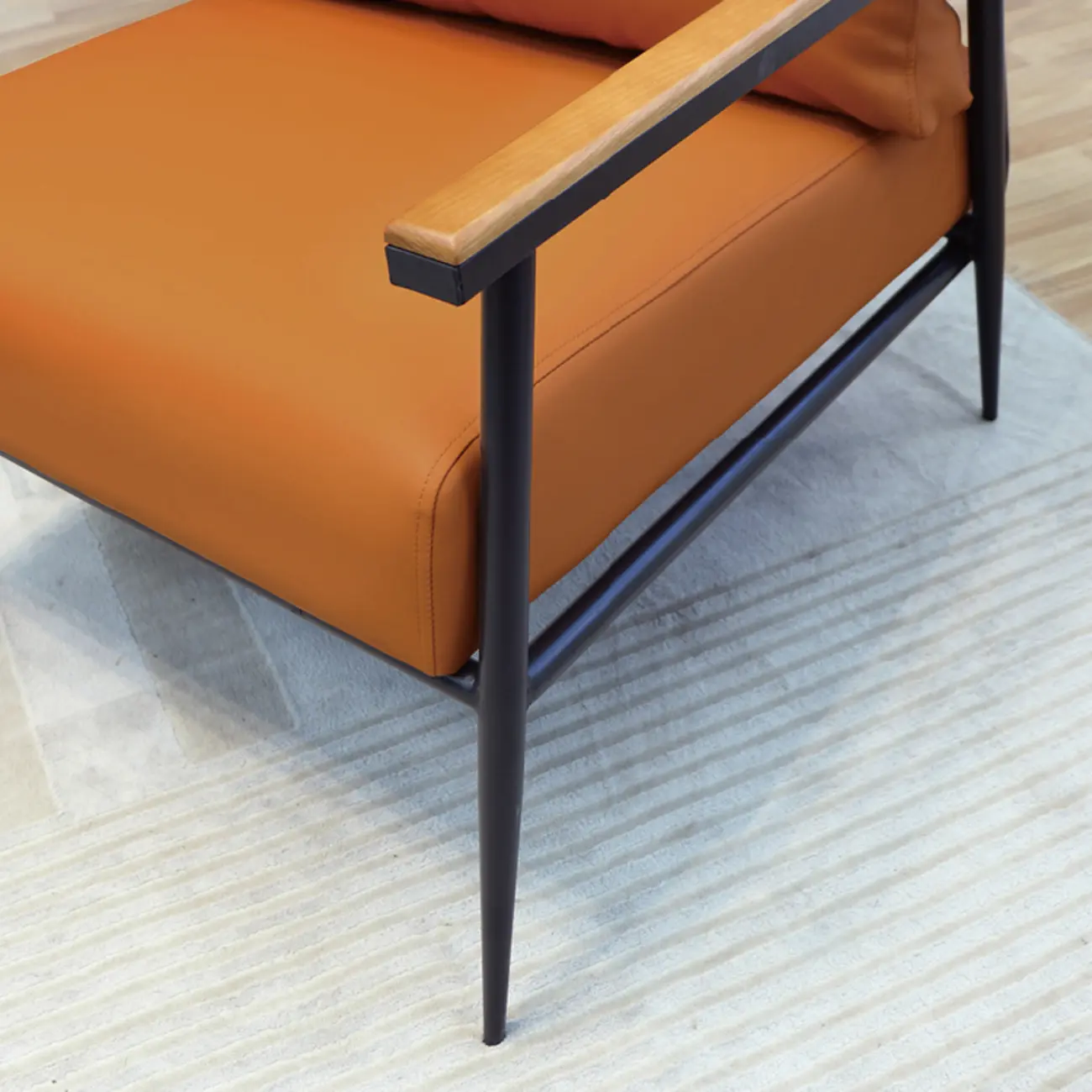 Elegant Fabric Accent Chair with Wooden Arms for Living Room Image - 15 | homeyfad