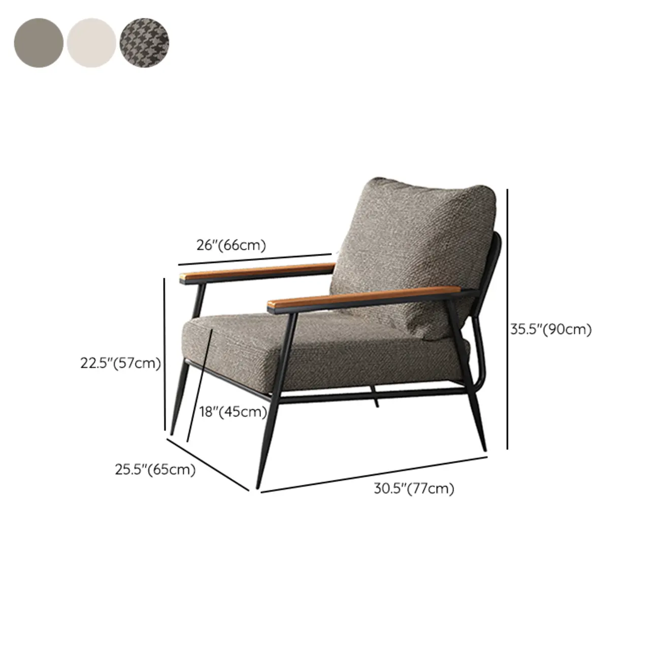 Elegant Fabric Accent Chair with Wooden Arms for Living Room #size | homeyfad