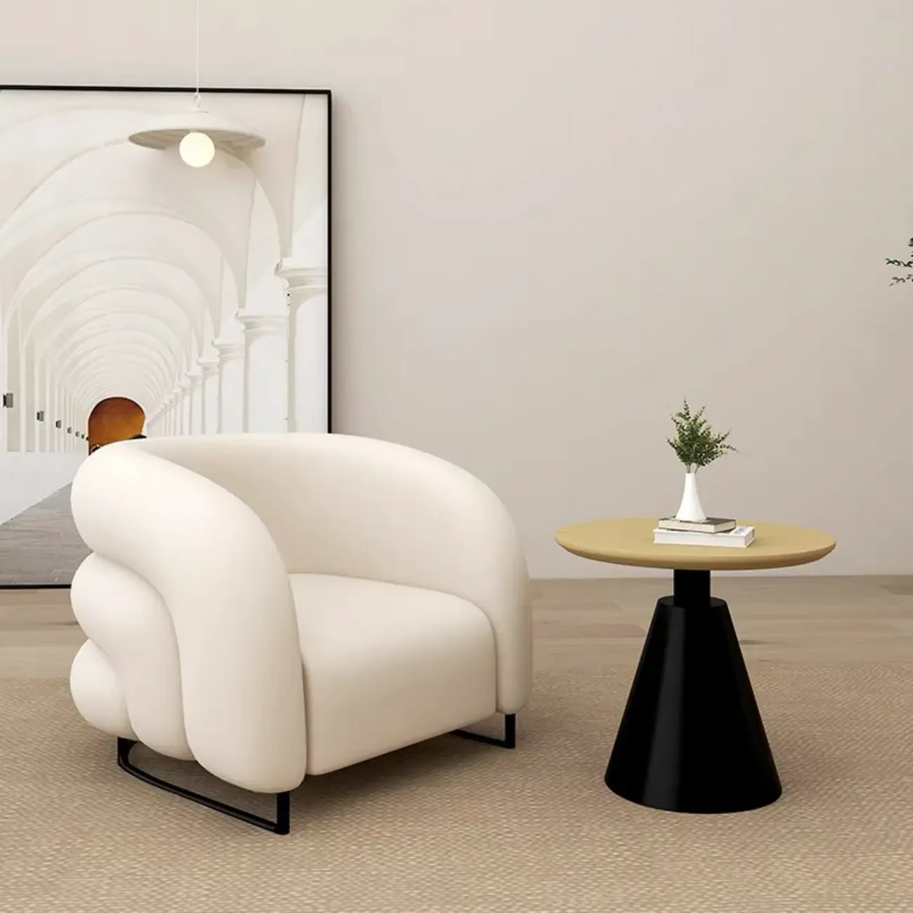 Minimalist Fabric Accent Chair with Memory Foam for Living Room Image - 2