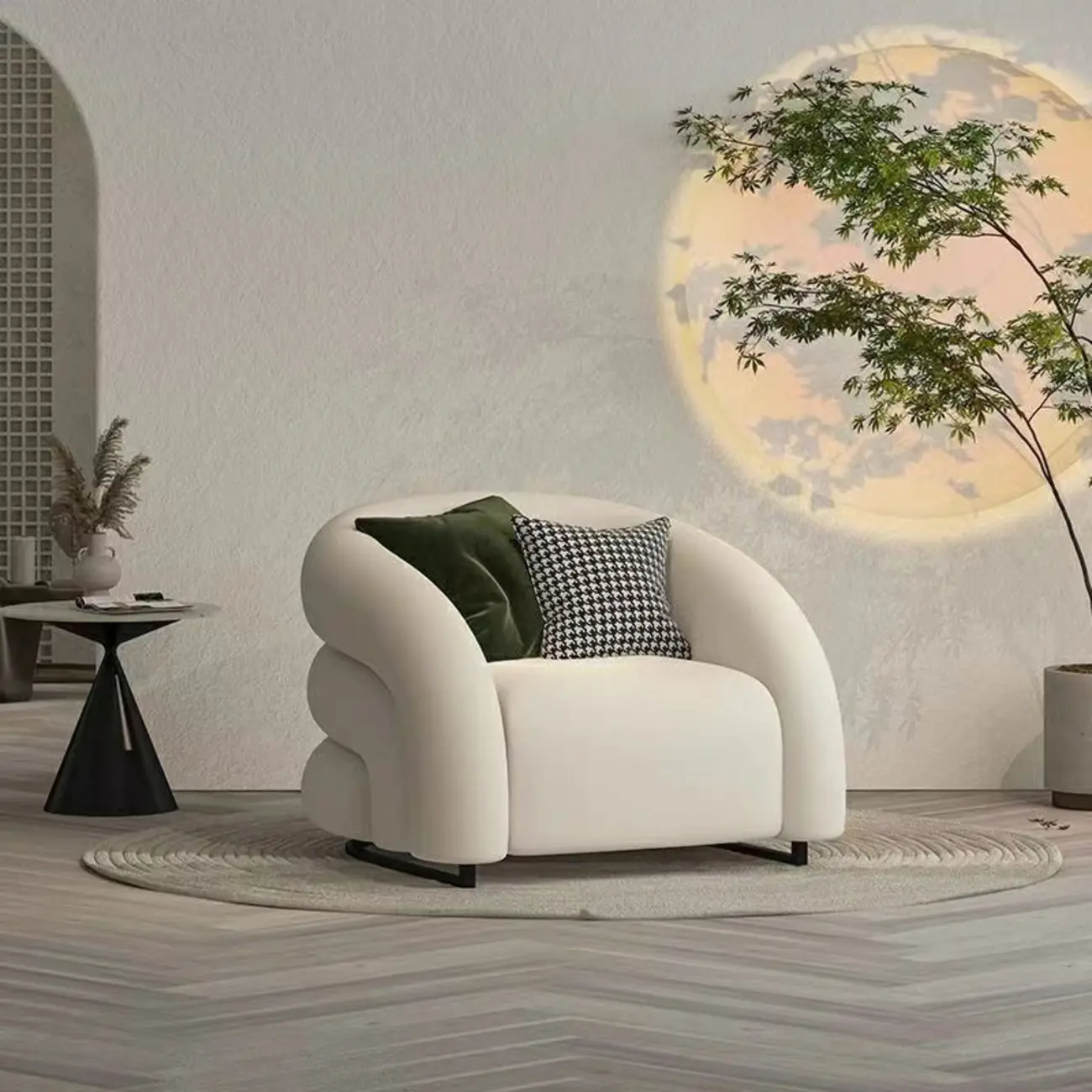 Minimalist Fabric Accent Chair with Memory Foam for Living Room Image - 5 | homeyfad