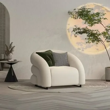 Minimalist Fabric Accent Chair with Memory Foam for Living Room Image - 5