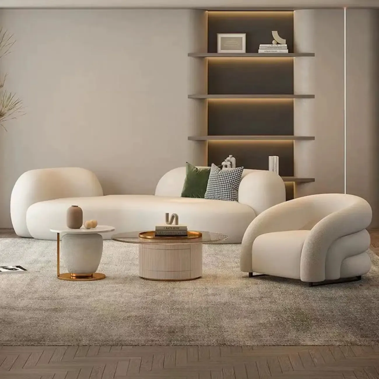 Minimalist Fabric Accent Chair with Memory Foam for Living Room Image - 8
