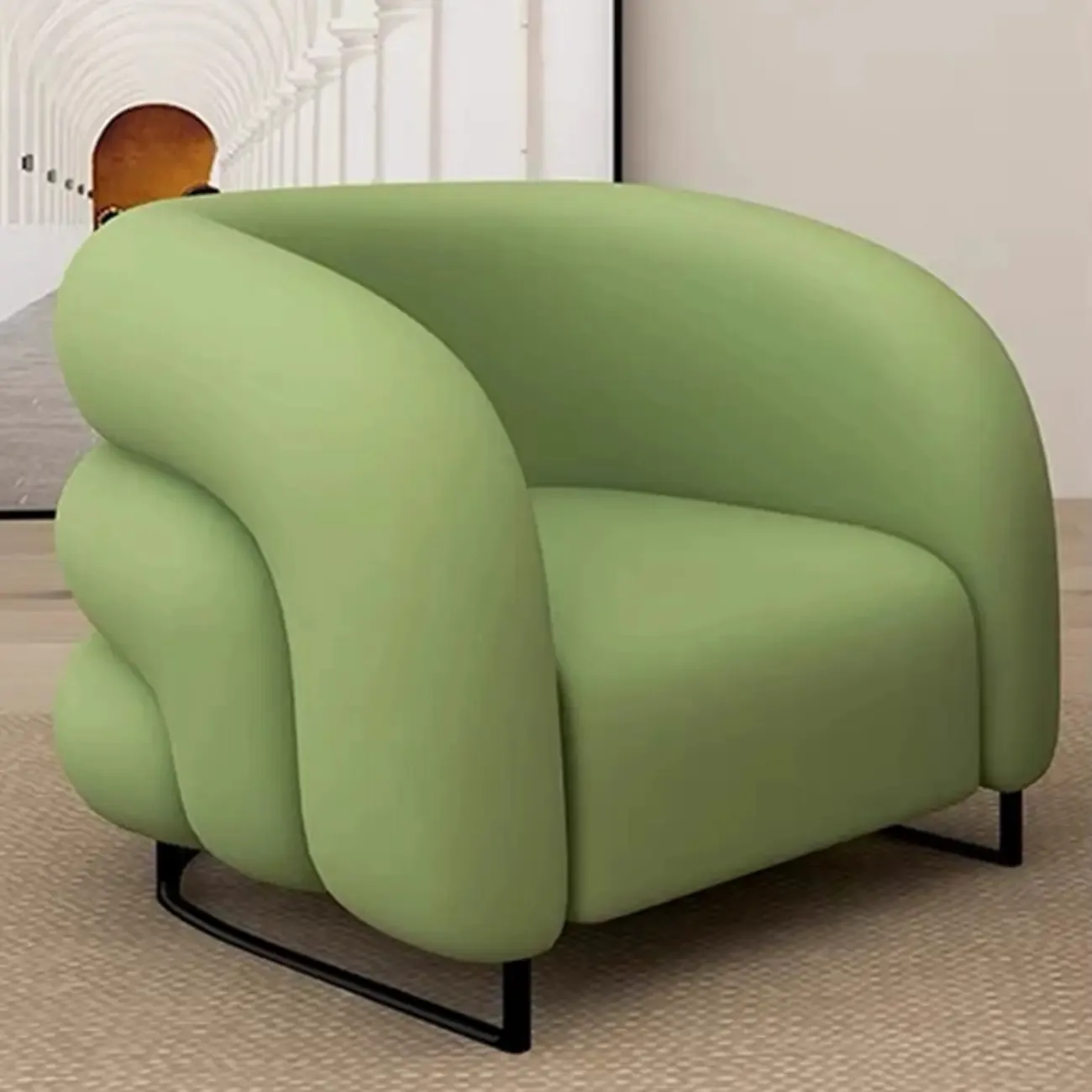 Minimalist Fabric Accent Chair with Memory Foam for Living Room Image - 9
