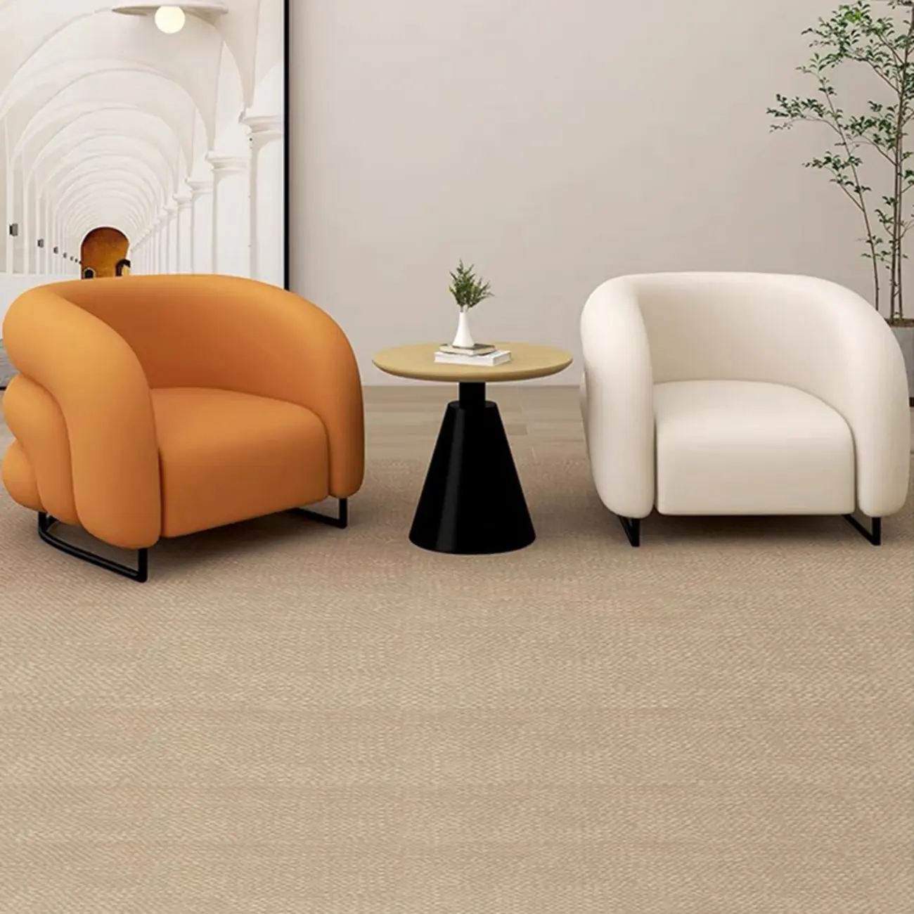 Minimalist Fabric Accent Chair with Memory Foam for Living Room Image - 14 | homeyfad