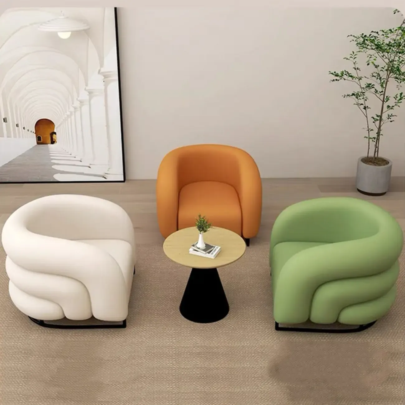 Minimalist Fabric Accent Chair with Memory Foam for Living Room Image - 15