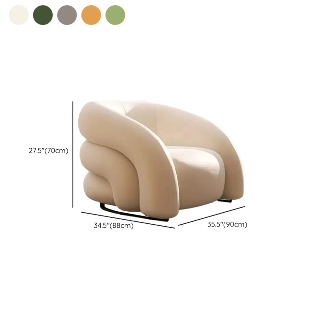 Minimalist Fabric Accent Chair with Memory Foam for Living Room #size