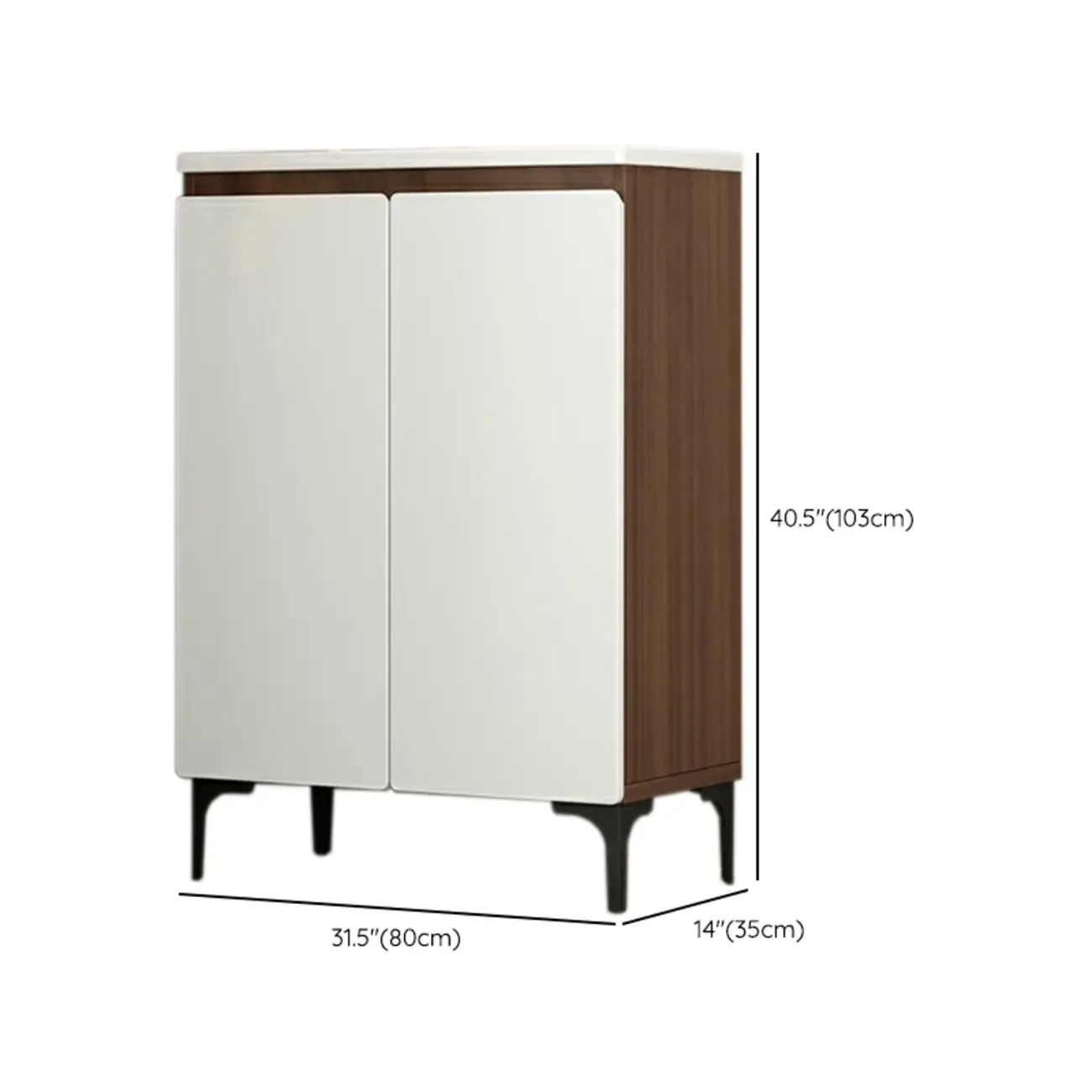 Contemporary White Wooden Shoe Cabinet for Entryway #size